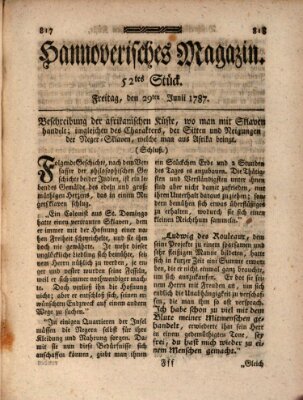 Hannoverisches Magazin (Hannoversche Anzeigen) Freitag 29. Juni 1787