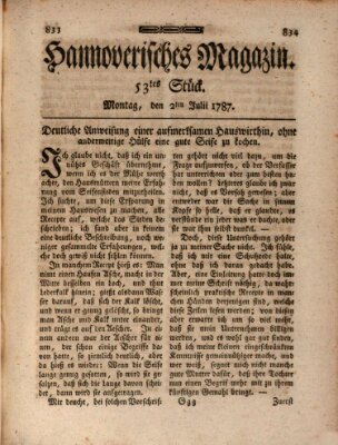 Hannoverisches Magazin (Hannoversche Anzeigen) Montag 2. Juli 1787