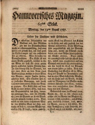 Hannoverisches Magazin (Hannoversche Anzeigen) Montag 13. August 1787