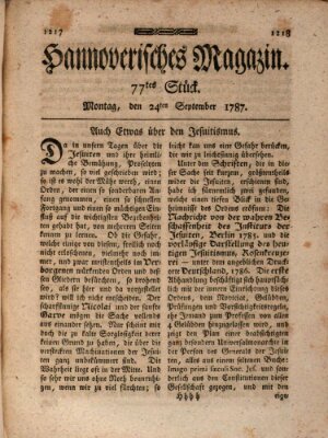 Hannoverisches Magazin (Hannoversche Anzeigen) Montag 24. September 1787