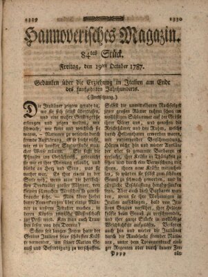 Hannoverisches Magazin (Hannoversche Anzeigen) Freitag 19. Oktober 1787