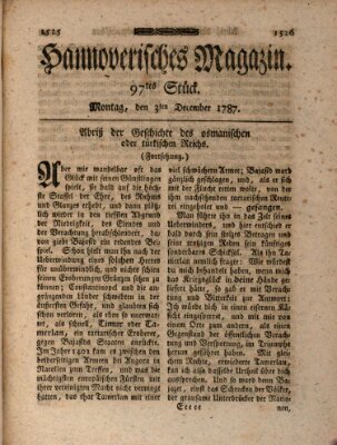 Hannoverisches Magazin (Hannoversche Anzeigen) Montag 3. Dezember 1787