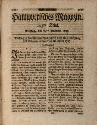 Hannoverisches Magazin (Hannoversche Anzeigen) Montag 24. Dezember 1787