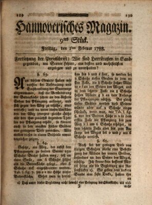 Hannoverisches Magazin (Hannoversche Anzeigen) Freitag 1. Februar 1788