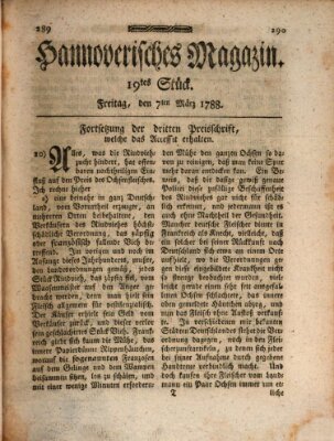 Hannoverisches Magazin (Hannoversche Anzeigen) Freitag 7. März 1788