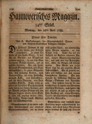 Hannoverisches Magazin (Hannoversche Anzeigen) Montag 28. April 1788