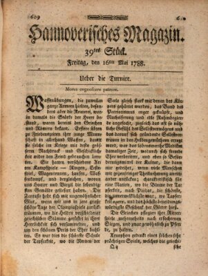 Hannoverisches Magazin (Hannoversche Anzeigen) Freitag 16. Mai 1788