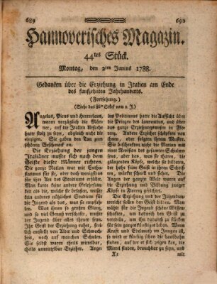 Hannoverisches Magazin (Hannoversche Anzeigen) Montag 2. Juni 1788