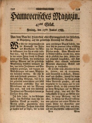 Hannoverisches Magazin (Hannoversche Anzeigen) Freitag 13. Juni 1788