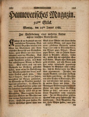 Hannoverisches Magazin (Hannoversche Anzeigen) Montag 23. Juni 1788