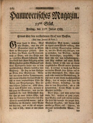 Hannoverisches Magazin (Hannoversche Anzeigen) Freitag 11. Juli 1788