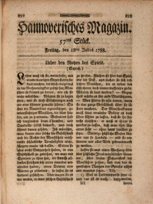 Hannoverisches Magazin (Hannoversche Anzeigen) Freitag 18. Juli 1788