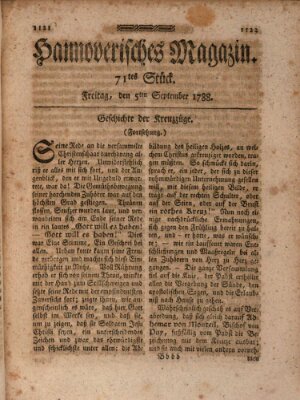 Hannoverisches Magazin (Hannoversche Anzeigen) Freitag 5. September 1788