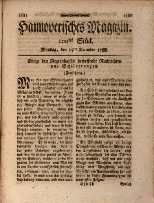 Hannoverisches Magazin (Hannoversche Anzeigen) Montag 15. Dezember 1788