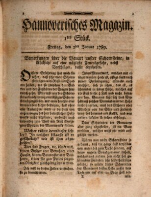 Hannoverisches Magazin (Hannoversche Anzeigen) Freitag 2. Januar 1789