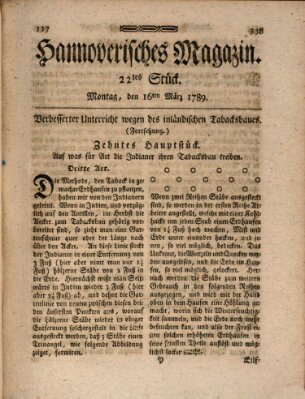 Hannoverisches Magazin (Hannoversche Anzeigen) Montag 16. März 1789