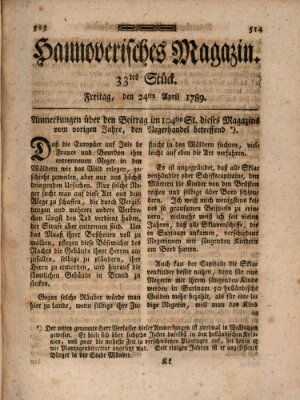 Hannoverisches Magazin (Hannoversche Anzeigen) Freitag 24. April 1789