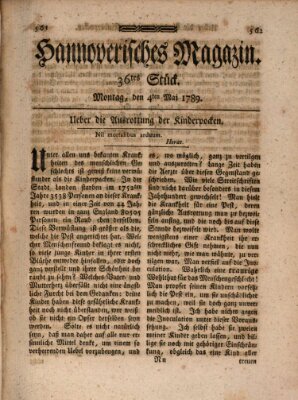 Hannoverisches Magazin (Hannoversche Anzeigen) Montag 4. Mai 1789