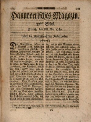 Hannoverisches Magazin (Hannoversche Anzeigen) Freitag 8. Mai 1789