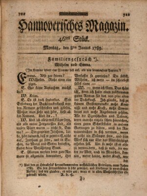 Hannoverisches Magazin (Hannoversche Anzeigen) Montag 8. Juni 1789