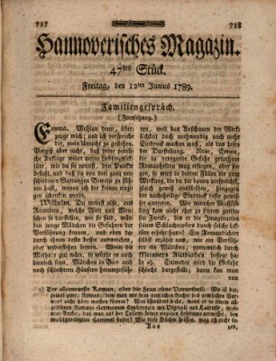 Hannoverisches Magazin (Hannoversche Anzeigen) Freitag 12. Juni 1789