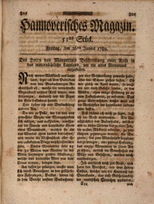 Hannoverisches Magazin (Hannoversche Anzeigen) Freitag 26. Juni 1789