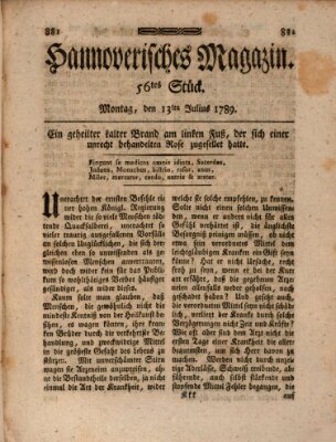 Hannoverisches Magazin (Hannoversche Anzeigen) Montag 13. Juli 1789