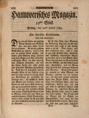 Hannoverisches Magazin (Hannoversche Anzeigen) Freitag 24. Juli 1789