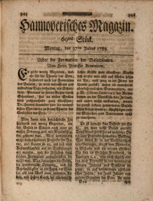 Hannoverisches Magazin (Hannoversche Anzeigen) Montag 27. Juli 1789