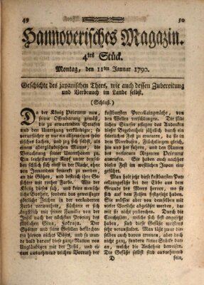 Hannoverisches Magazin (Hannoversche Anzeigen) Montag 11. Januar 1790