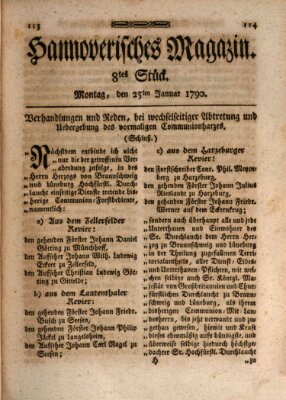 Hannoverisches Magazin (Hannoversche Anzeigen) Montag 25. Januar 1790