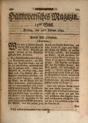 Hannoverisches Magazin (Hannoversche Anzeigen) Freitag 12. Februar 1790