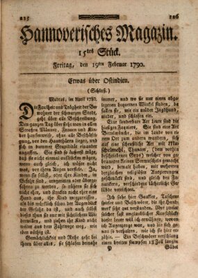 Hannoverisches Magazin (Hannoversche Anzeigen) Freitag 19. Februar 1790