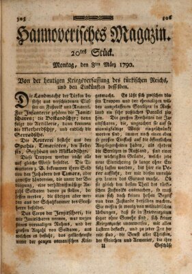 Hannoverisches Magazin (Hannoversche Anzeigen) Montag 8. März 1790