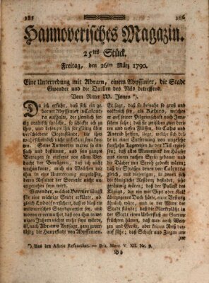 Hannoverisches Magazin (Hannoversche Anzeigen) Freitag 26. März 1790