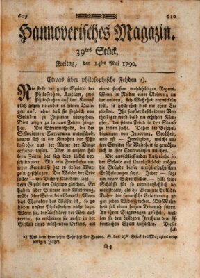 Hannoverisches Magazin (Hannoversche Anzeigen) Freitag 14. Mai 1790