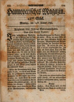 Hannoverisches Magazin (Hannoversche Anzeigen) Montag 14. Juni 1790