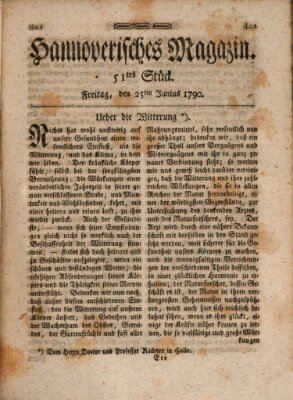 Hannoverisches Magazin (Hannoversche Anzeigen) Freitag 25. Juni 1790