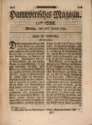 Hannoverisches Magazin (Hannoversche Anzeigen) Montag 28. Juni 1790