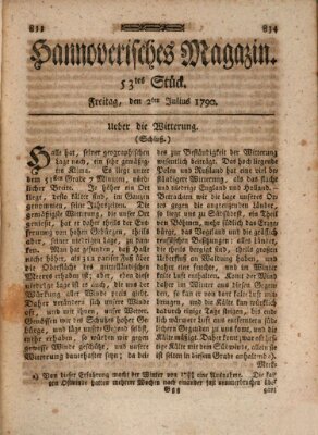 Hannoverisches Magazin (Hannoversche Anzeigen) Freitag 2. Juli 1790