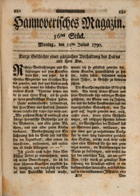 Hannoverisches Magazin (Hannoversche Anzeigen) Montag 12. Juli 1790