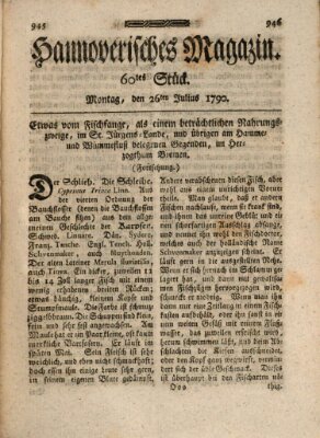 Hannoverisches Magazin (Hannoversche Anzeigen) Montag 26. Juli 1790