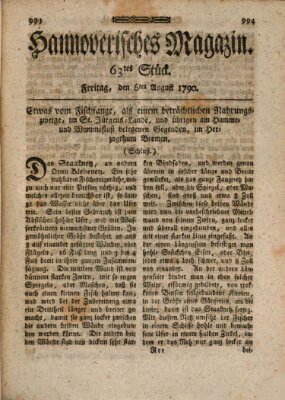 Hannoverisches Magazin (Hannoversche Anzeigen) Freitag 6. August 1790