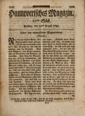 Hannoverisches Magazin (Hannoversche Anzeigen) Freitag 20. August 1790