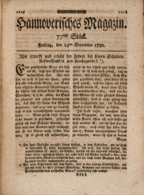 Hannoverisches Magazin (Hannoversche Anzeigen) Freitag 24. September 1790