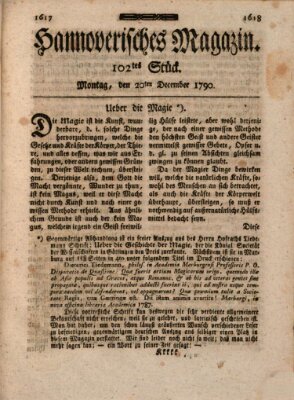 Hannoverisches Magazin (Hannoversche Anzeigen) Montag 20. Dezember 1790