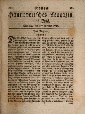 Neues hannoversches Magazin (Hannoversche Anzeigen) Montag 7. Februar 1791