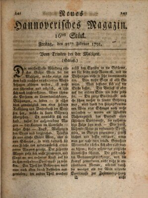 Neues hannoversches Magazin (Hannoversche Anzeigen) Freitag 25. Februar 1791