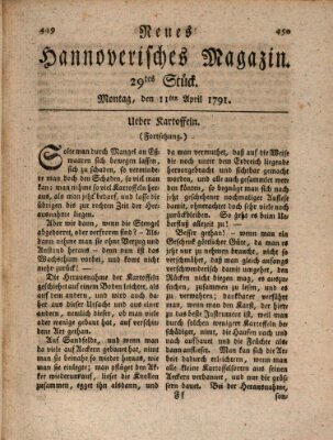 Neues hannoversches Magazin (Hannoversche Anzeigen) Montag 11. April 1791