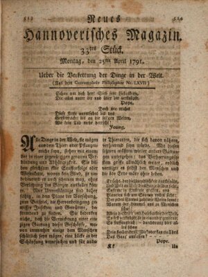 Neues hannoversches Magazin (Hannoversche Anzeigen) Montag 25. April 1791